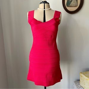 Late 2000s bright red bandage dress